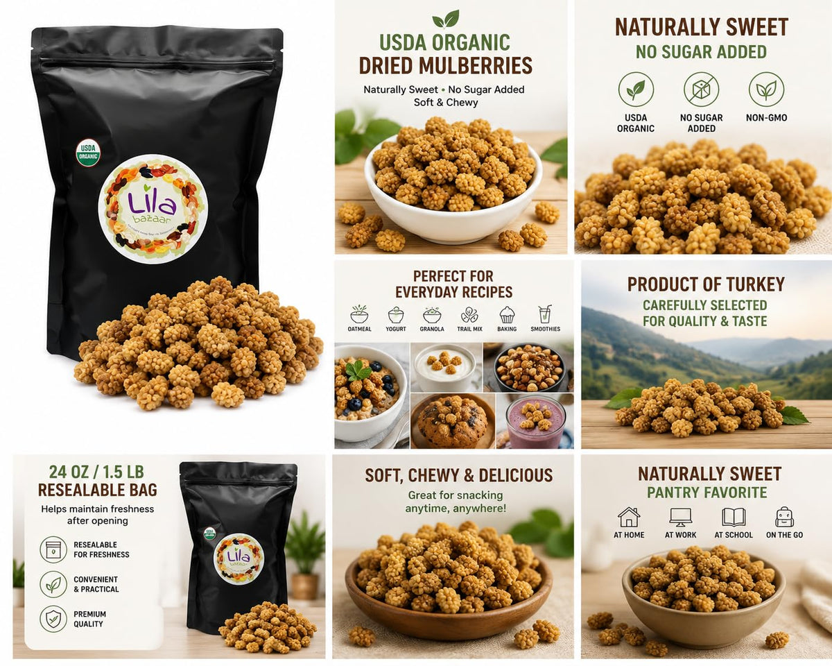 Organic Dried White Mulberries 24 oz F622607