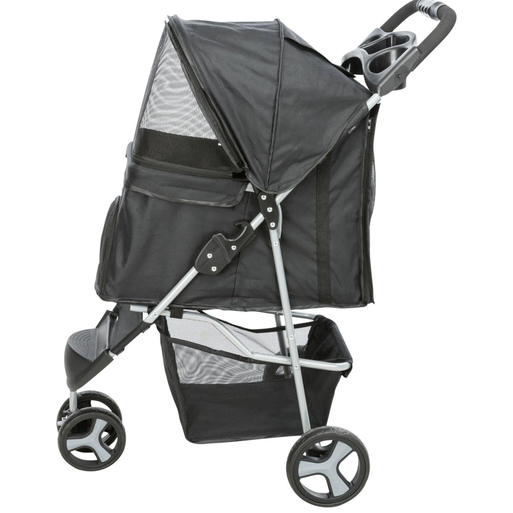 Foldable Pet Stroller with Weather Cover, Storage Basket, Cup Holder, Black V161