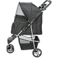 Foldable Pet Stroller with Weather Cover, Storage Basket, Cup Holder, Black V161