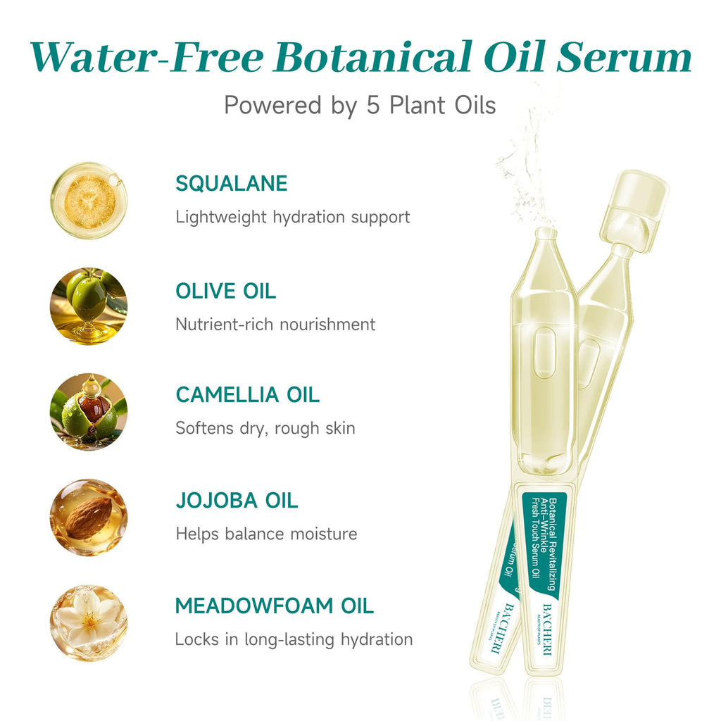Anti-Aging Face Oil Serum Ampoules with Squalane, Camellia, Jojoba & Meadowfoam Seed Oil, 1ml x 30 S5908