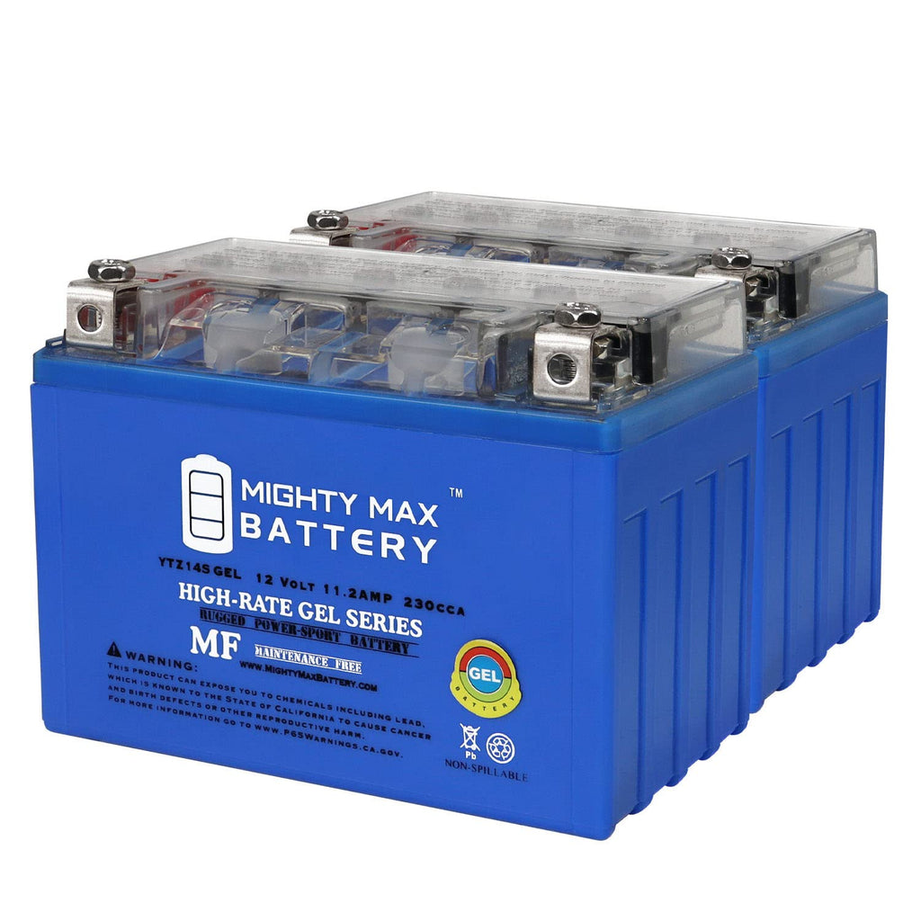 12 Volt 11.2 AH GEL Type 230 CCA Rechargeable Maintenance Free SLA AGM Motorcycle Battery Pack of 2 N912131