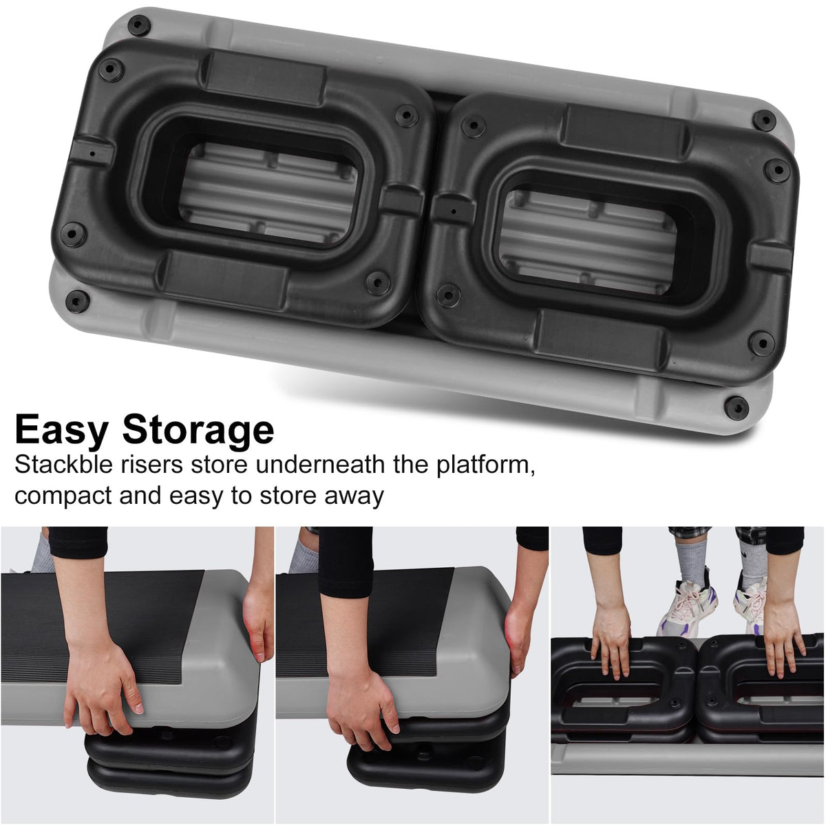 Adjustable Aerobic Stepper with 4 Risers T443894