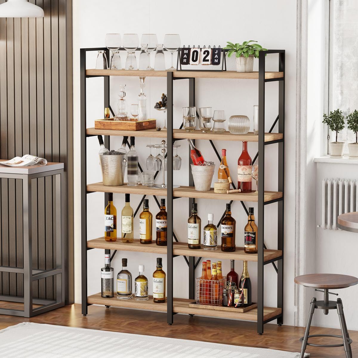 5 Tier Wood and Metal Bookshelf C52156