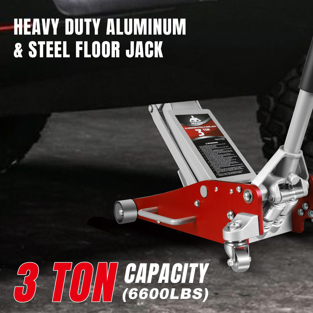 3 Ton Low Profile Aluminum and Steel Car Jack with Jack Stands, Red, 2 Pack G4429
