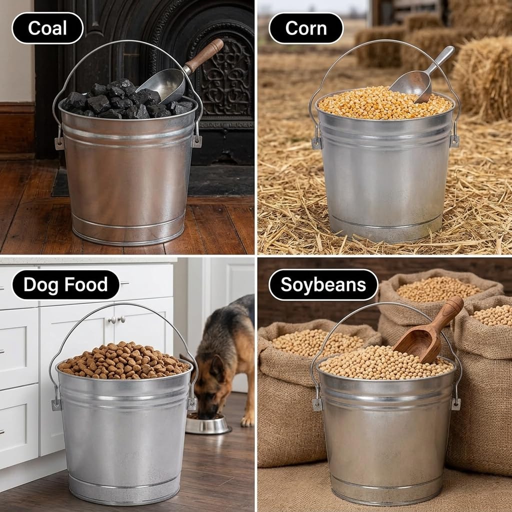 6 Gallon Galvanized Metal Trash Can with Locking Lid Z223758