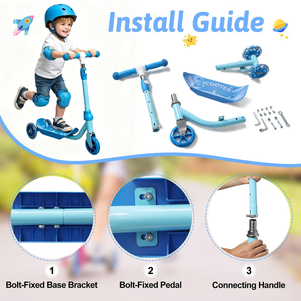3-Wheel Kids Scooter Ages 2-7 Blue L943750