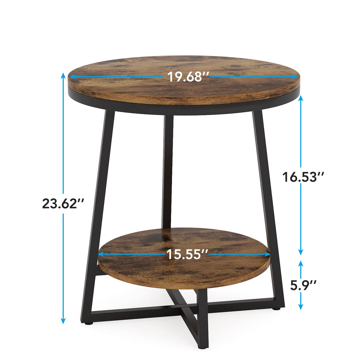 2 Tier Round End Table with Storage Shelf A1117