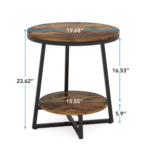 2 Tier Round End Table with Storage Shelf A1117