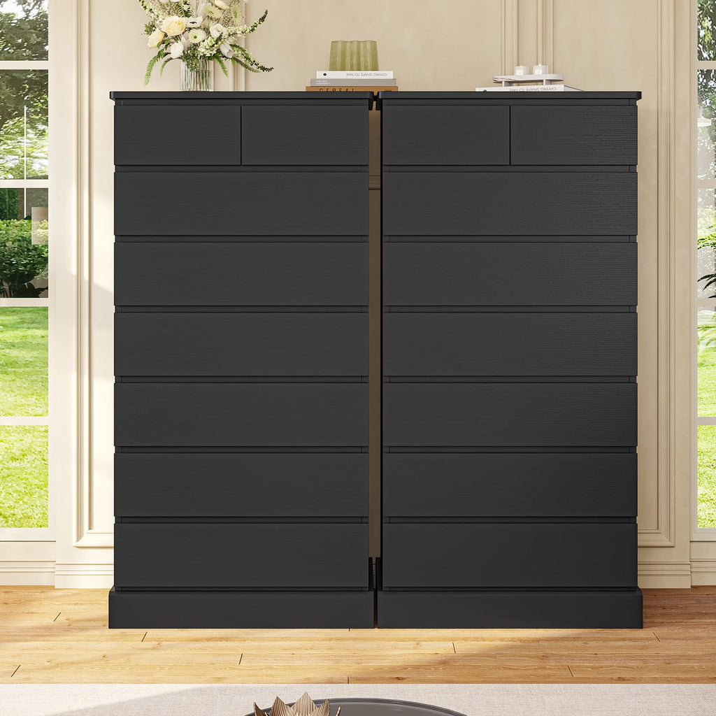 Black 8 Drawer Wood Dresser D6691