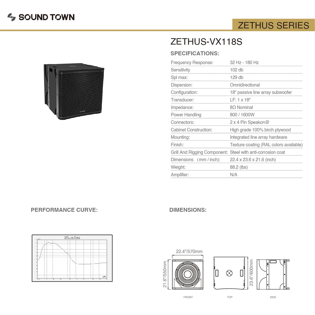 18” 1600W Line Array Subwoofer B252626