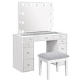 White Velvet 9-Drawer Vanity Table Set E2035