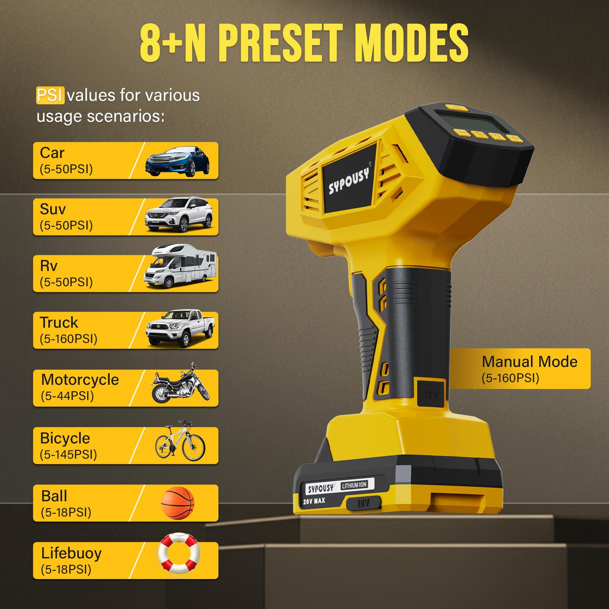 Cordless Tire Inflator Portable Air Compressor 160PSI T687646