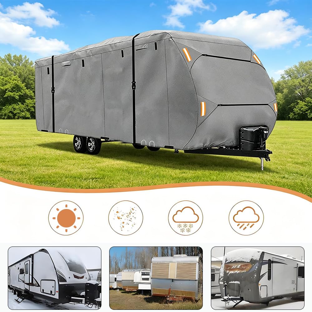 420D Waterproof Travel Trailer Cover with Adjustable Straps I7694