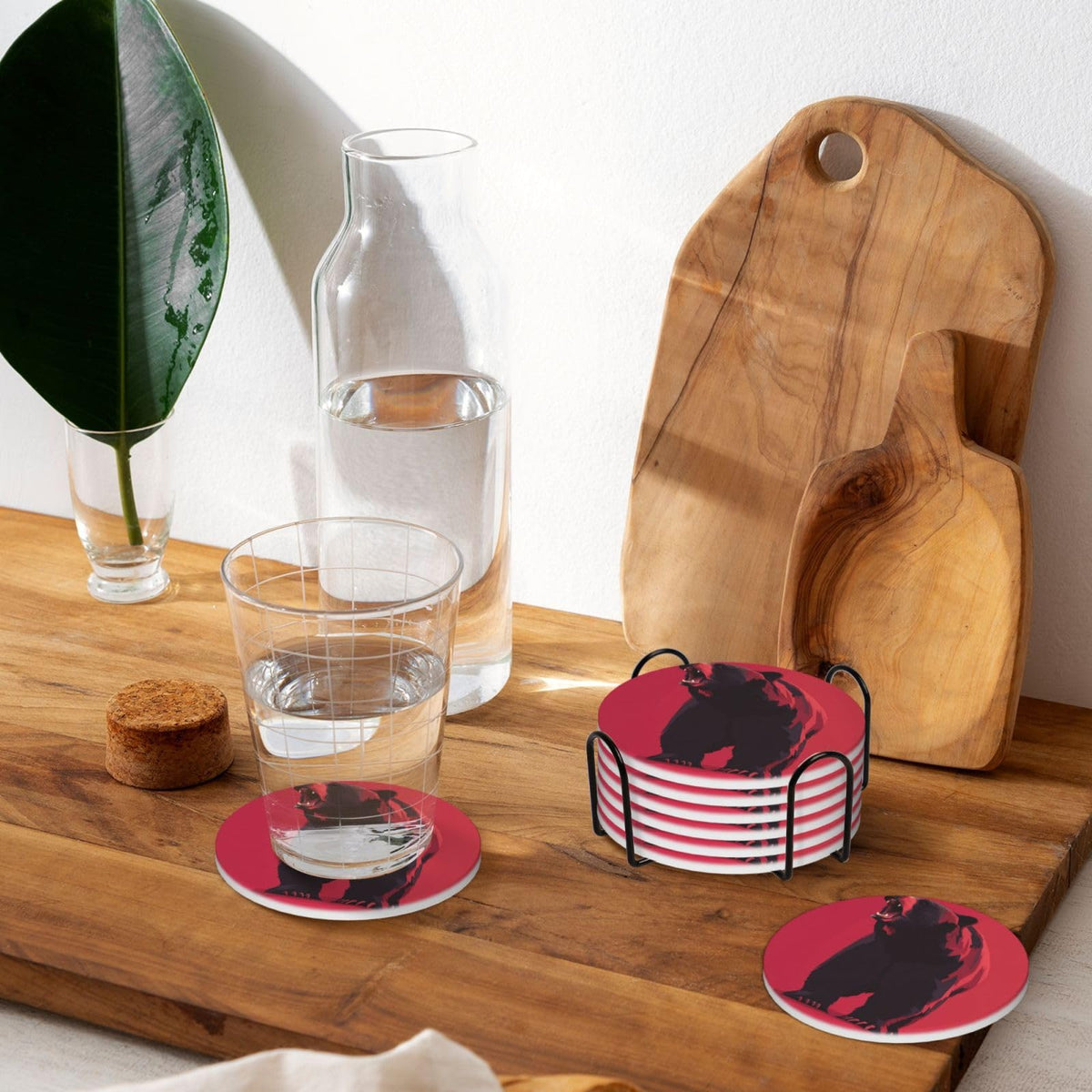 Ceramic Coasters with Holder Set of 6 J296