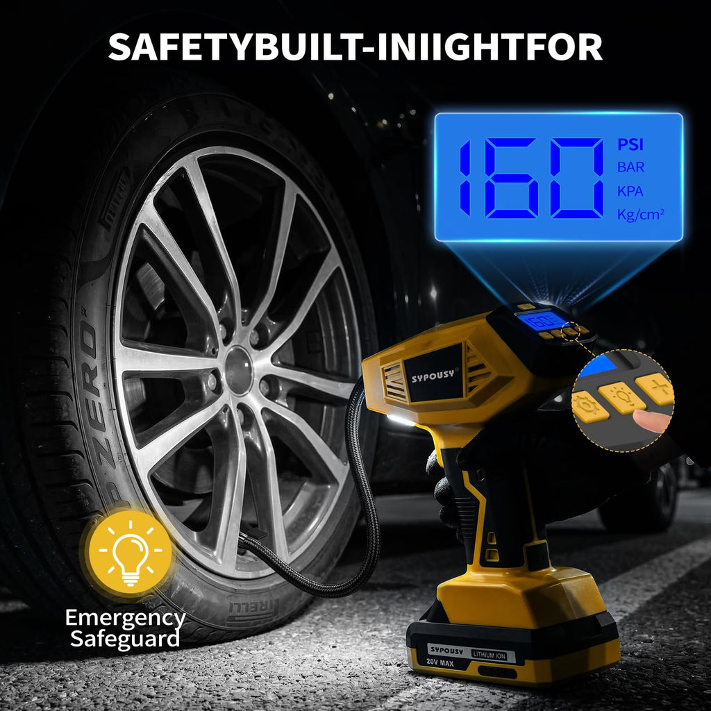 Cordless Tire Inflator Portable Air Compressor 160PSI T687646