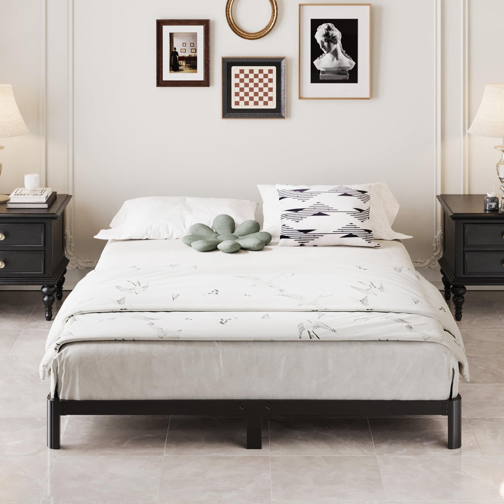 Black 7 Inch Queen Metal Platform Bed Frame Y962689