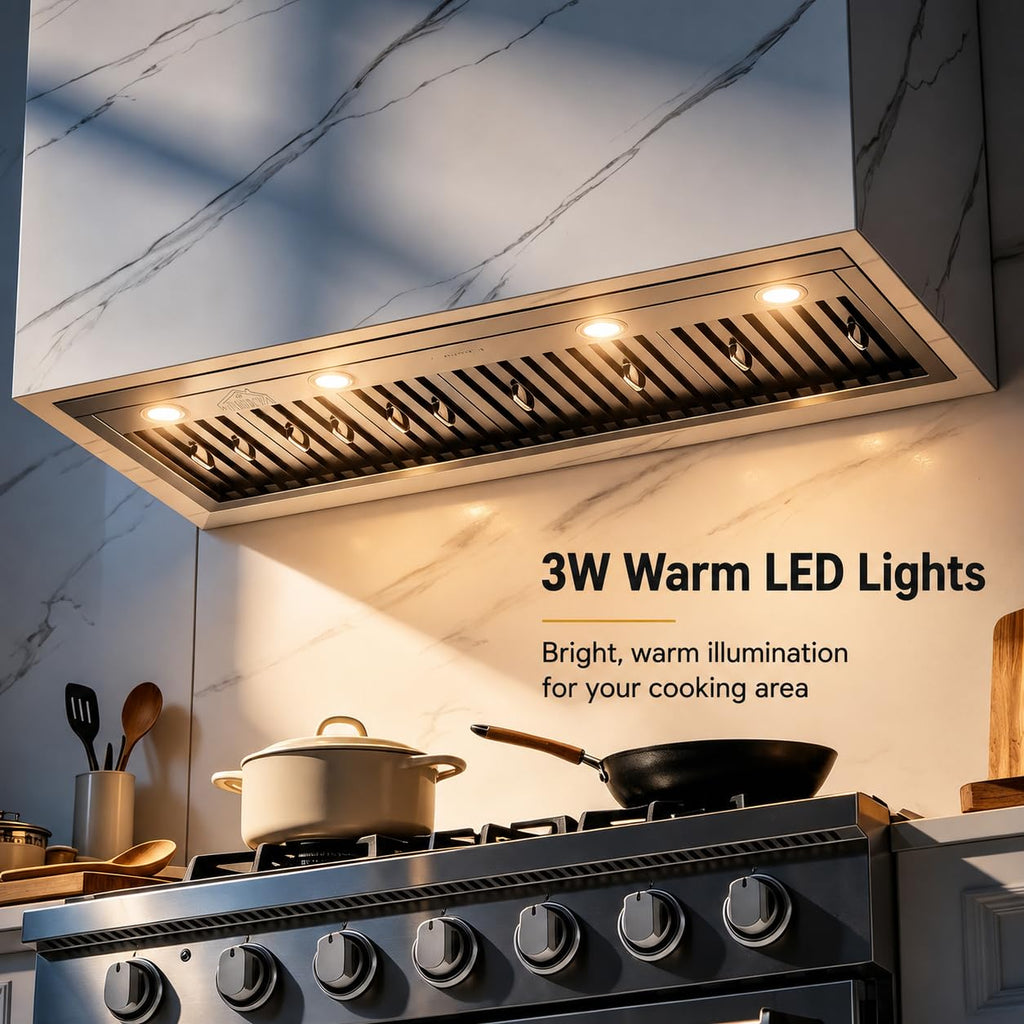 48 inch Stainless Steel Built-in Range Hood with Liner and Baffle Filter N766