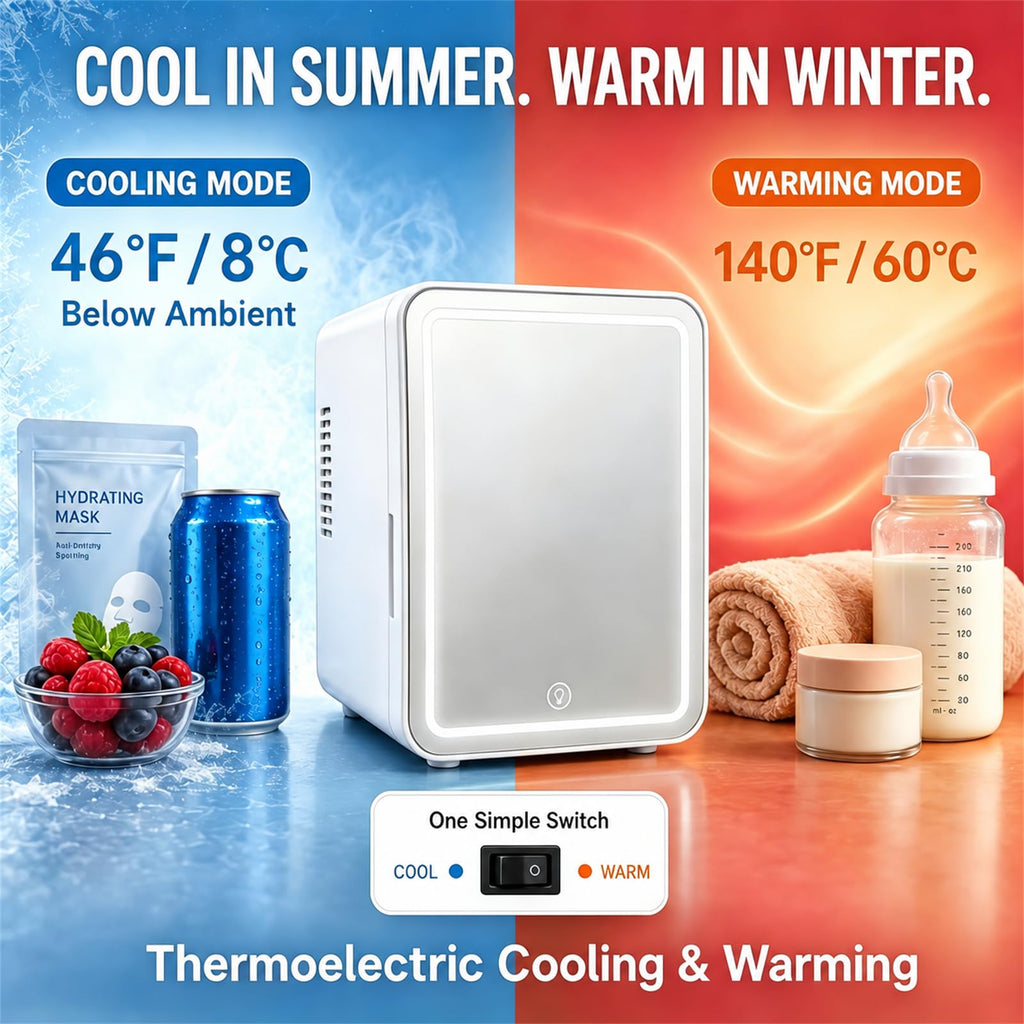 4 Liter Mini Skincare Fridge with Dimmable LED Mirror N63384