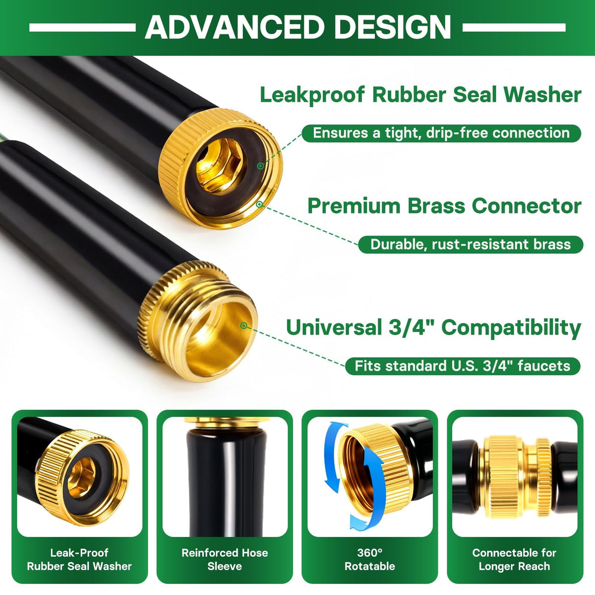 100 ft Flexible Non-Expandable Kink-Free Lightweight Garden Hose S79861