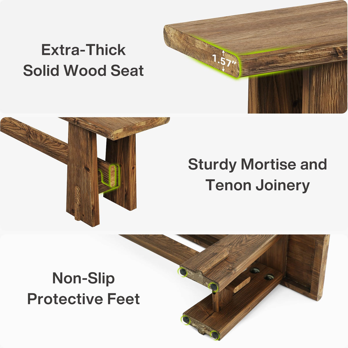 59" Solid Wood Bench Z689