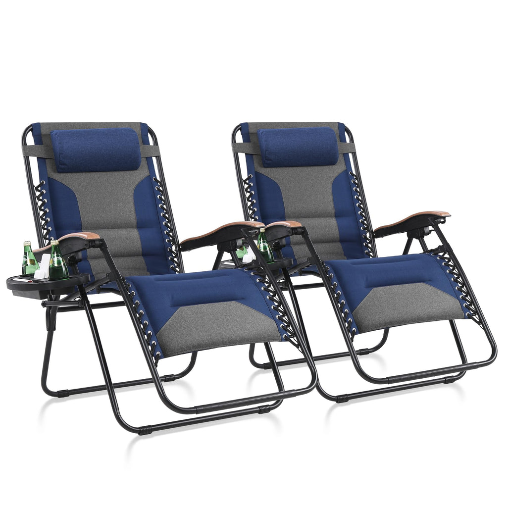 Oversized Padded Zero Gravity Chair Set of 2 Blue N872