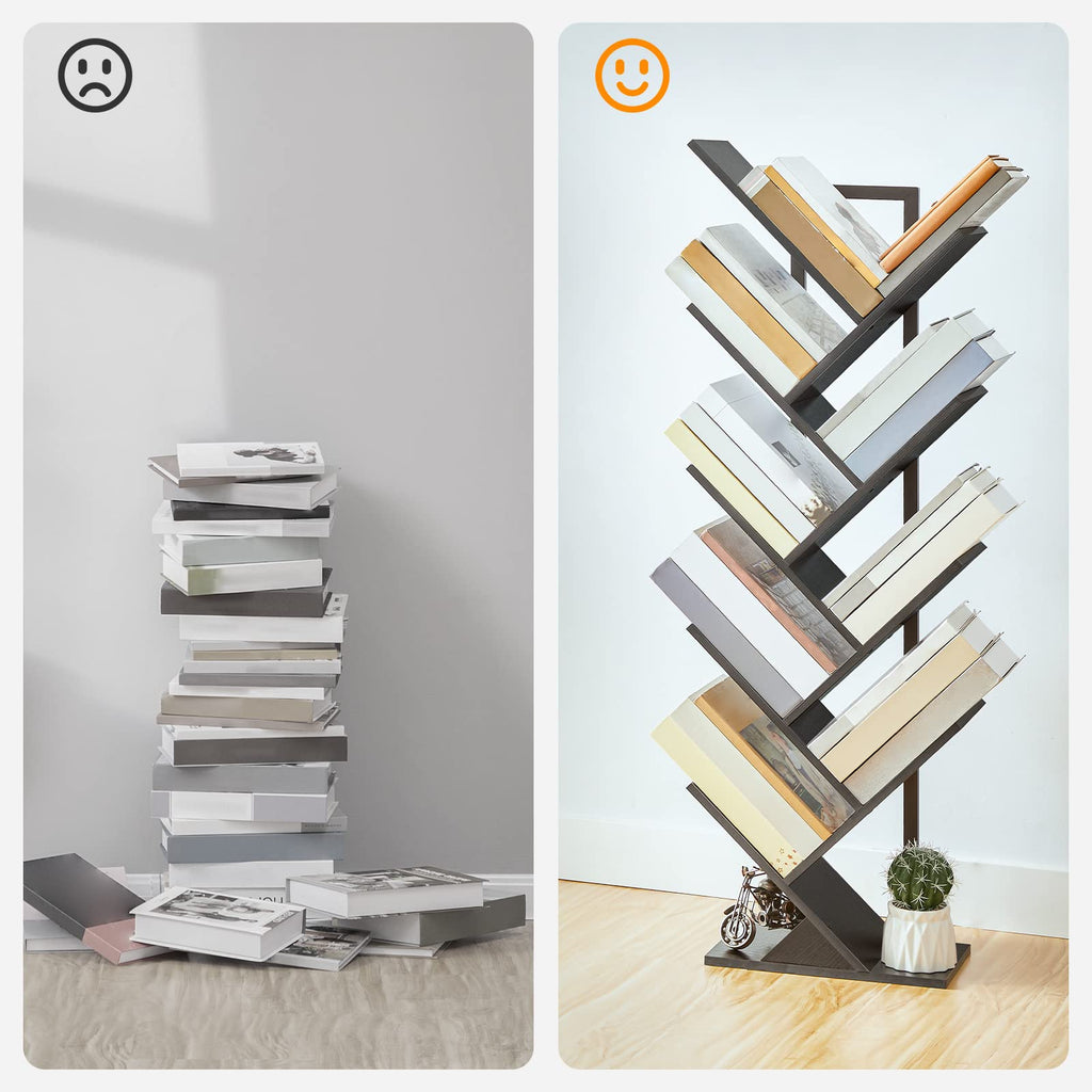 Black 9-Tier Wood Tree Bookshelf V12913