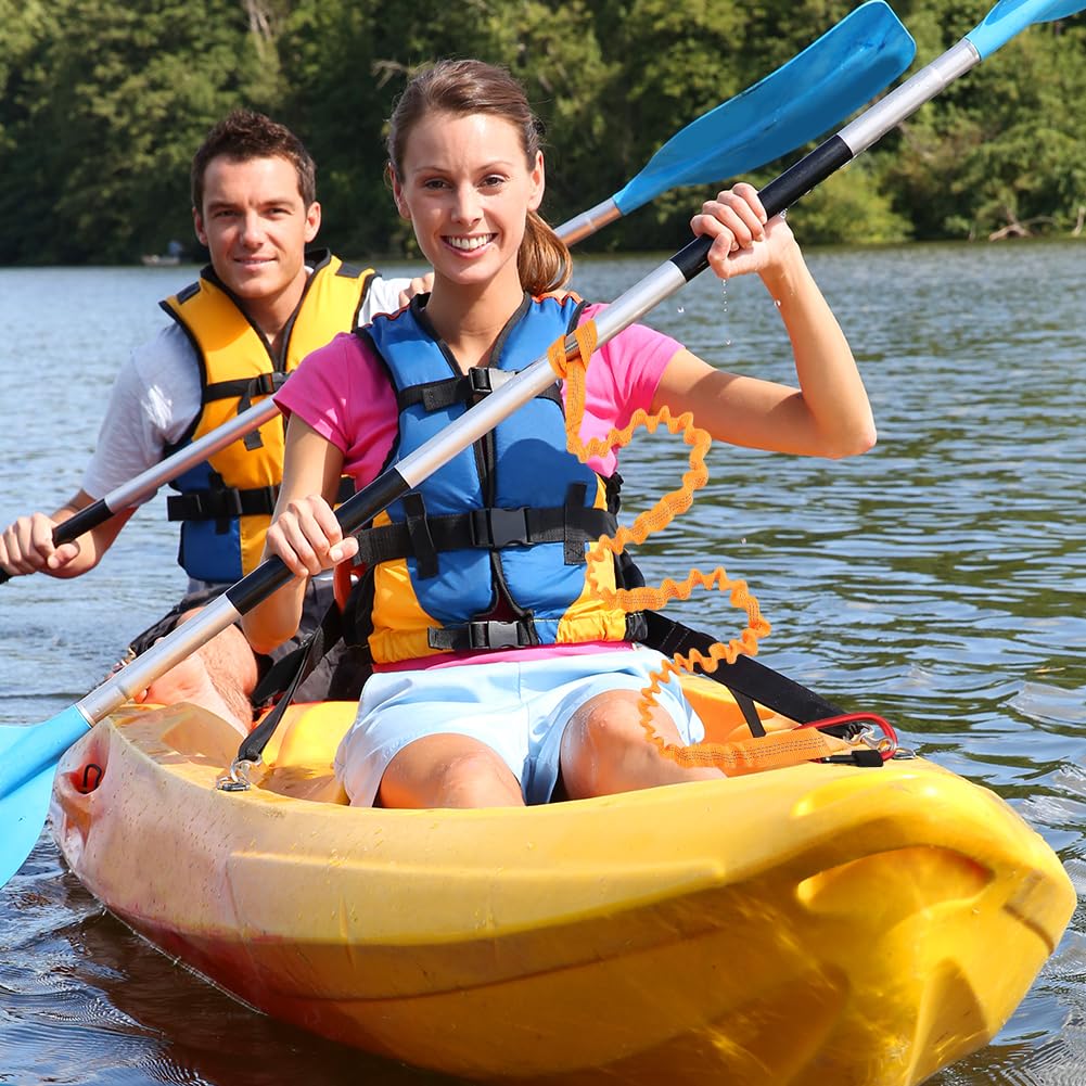 2-Pack Kayak Paddle Leash, 5-7 FT Stretchable Coiled Lanyard with Carabiner V4262