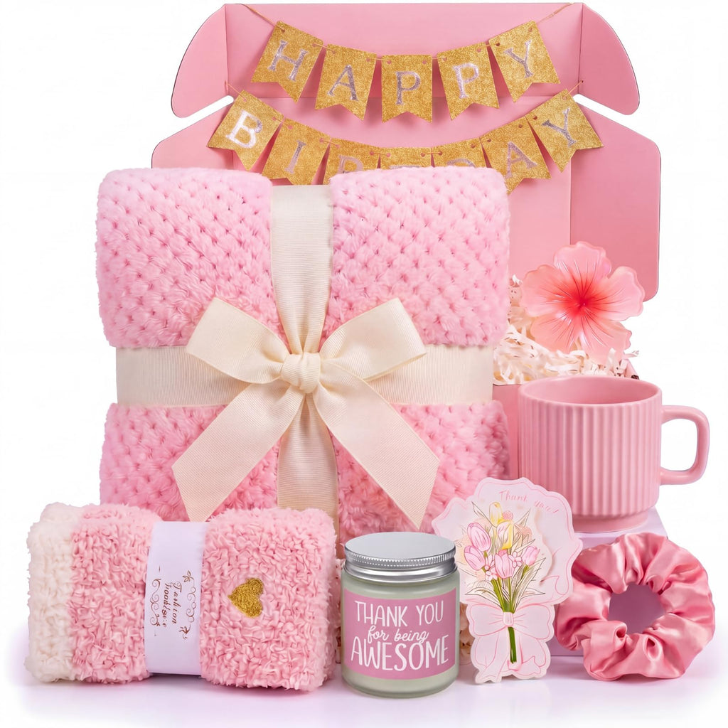 Birthday Gift Basket for Women, Spa Relaxation Set, Pink F82104