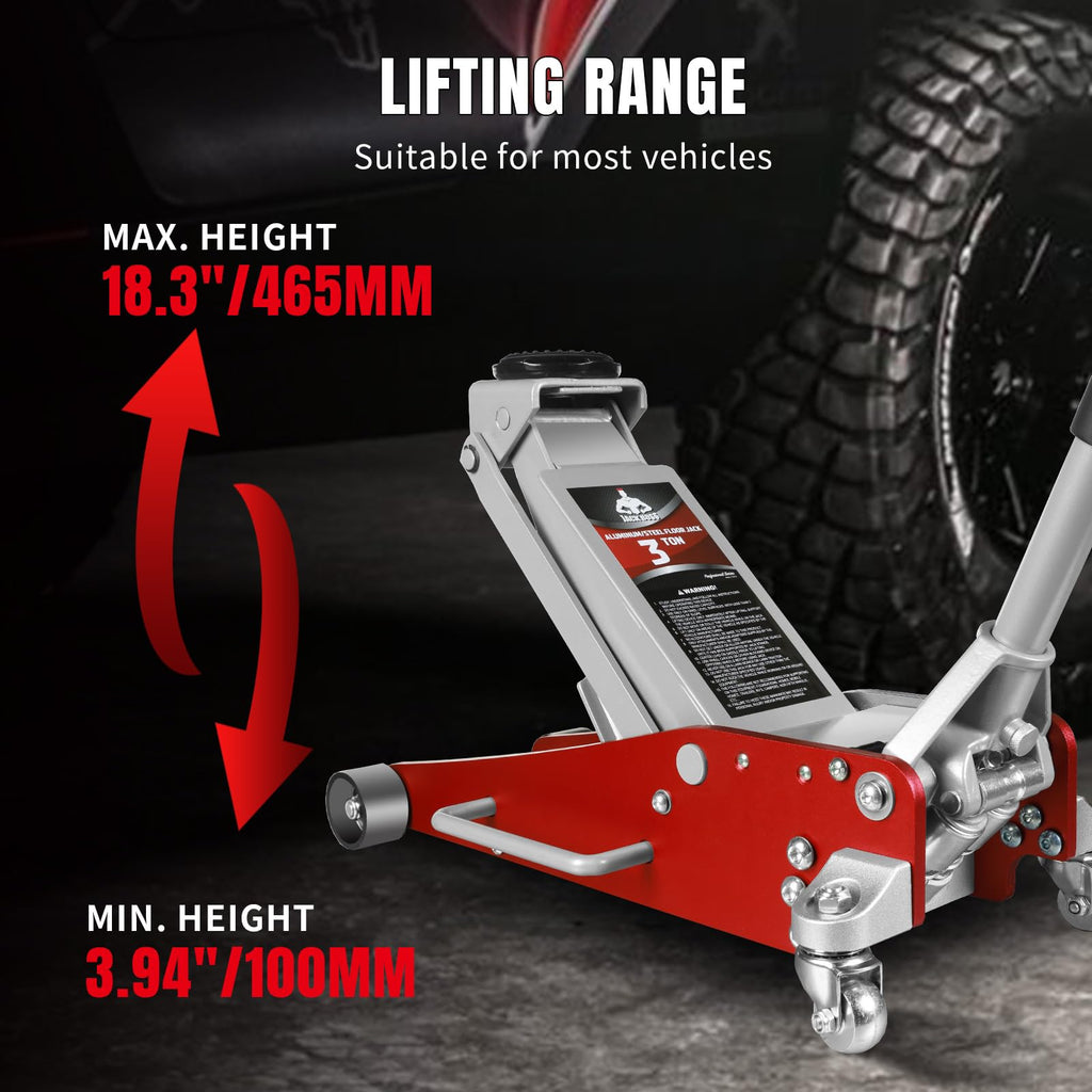 3 Ton Low Profile Aluminum and Steel Car Jack with Jack Stands, Red, 2 Pack G4429