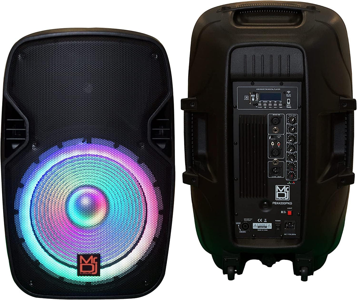 15" 2-Way Powered Bluetooth Karaoke Speaker with Speaker Stand R2505