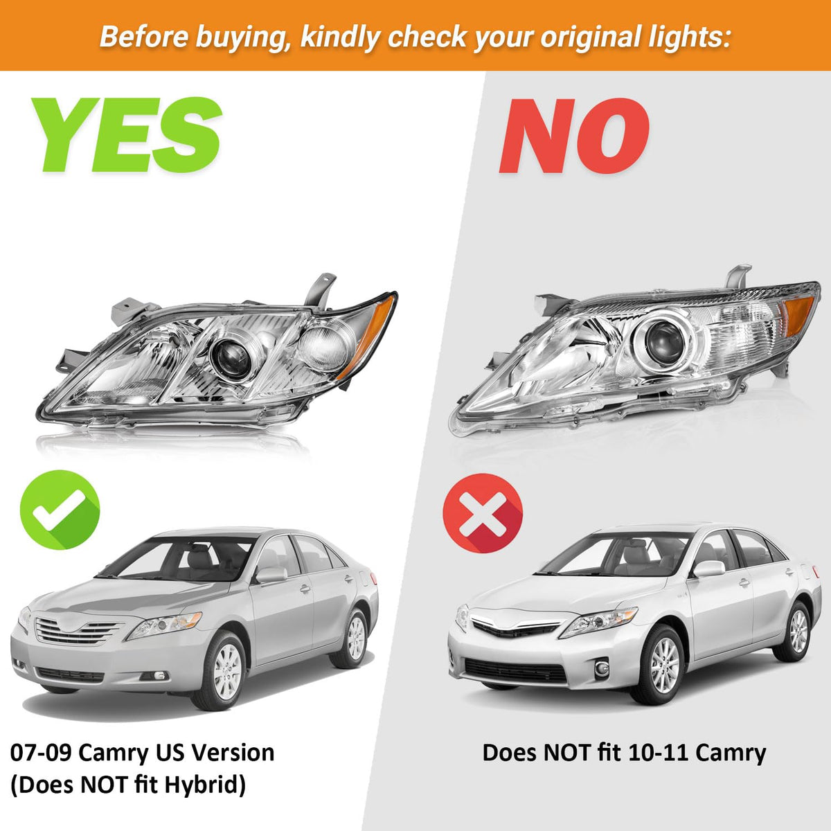 Anti-Fogging Headlights Assembly with H11 HB3 Bulbs Z8986
