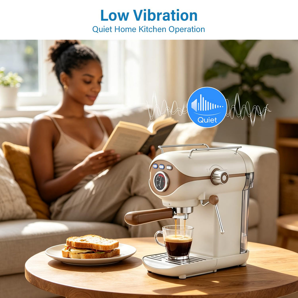 White Compact Espresso Machine with Milk Frother A61564