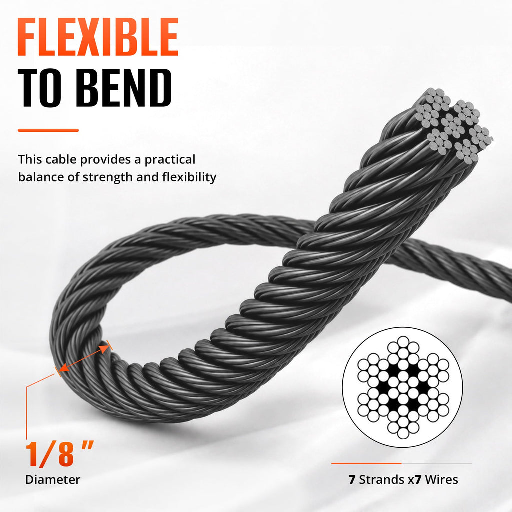 Black Stainless Steel Cable 1000FT G591