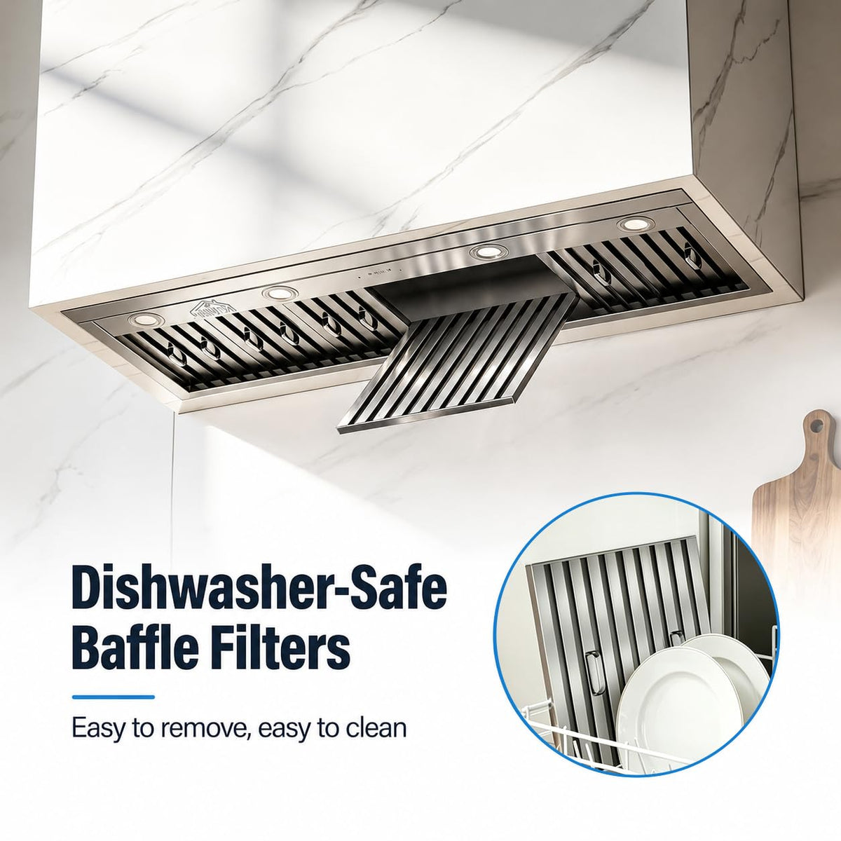 48 inch Stainless Steel Built-in Range Hood with Liner and Baffle Filter N766