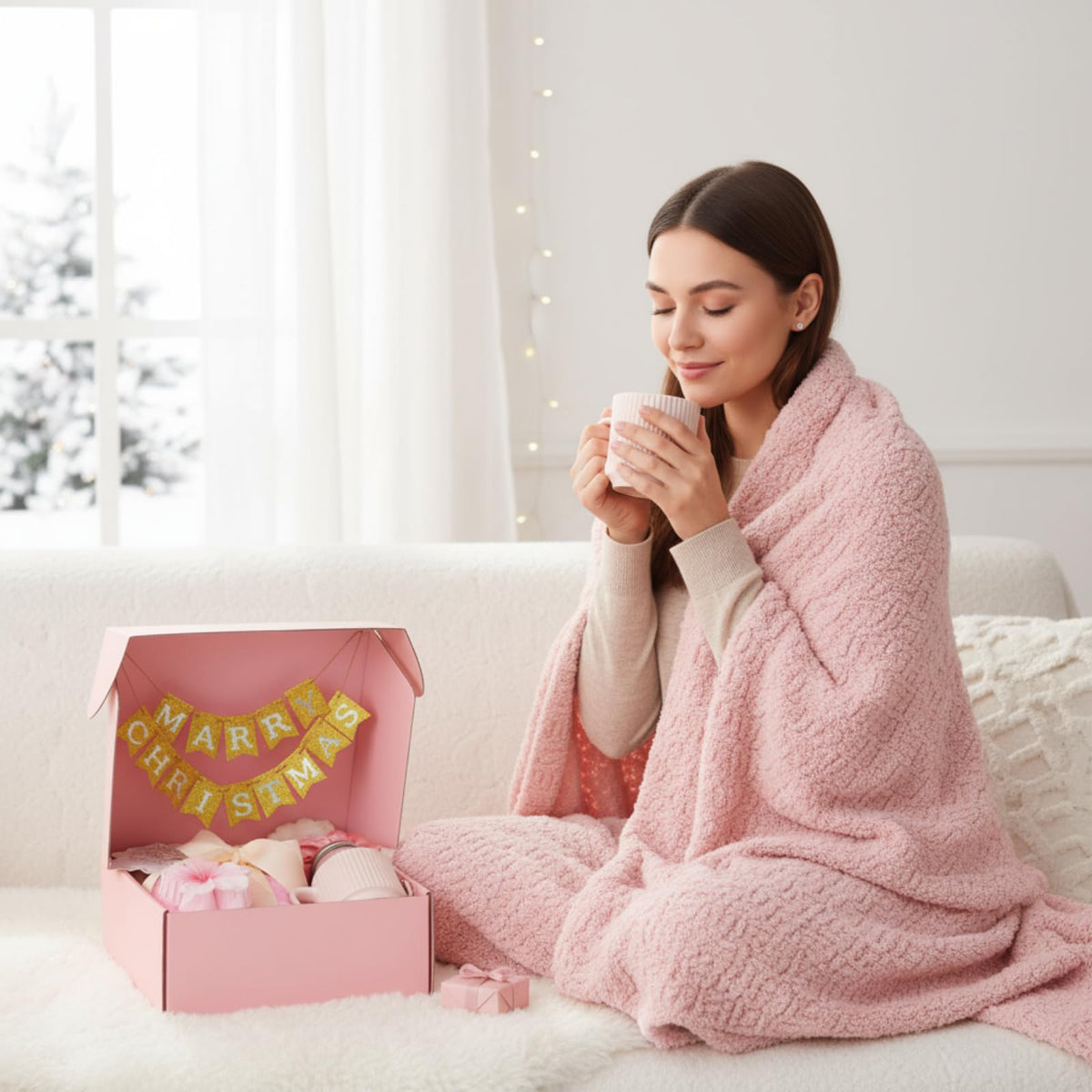Birthday Gift Basket for Women, Spa Relaxation Set, Pink F82104