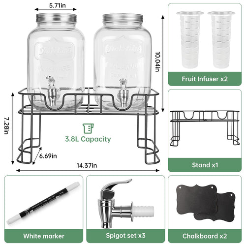 1 Gallon Glass Beverage Dispenser Jars M9559