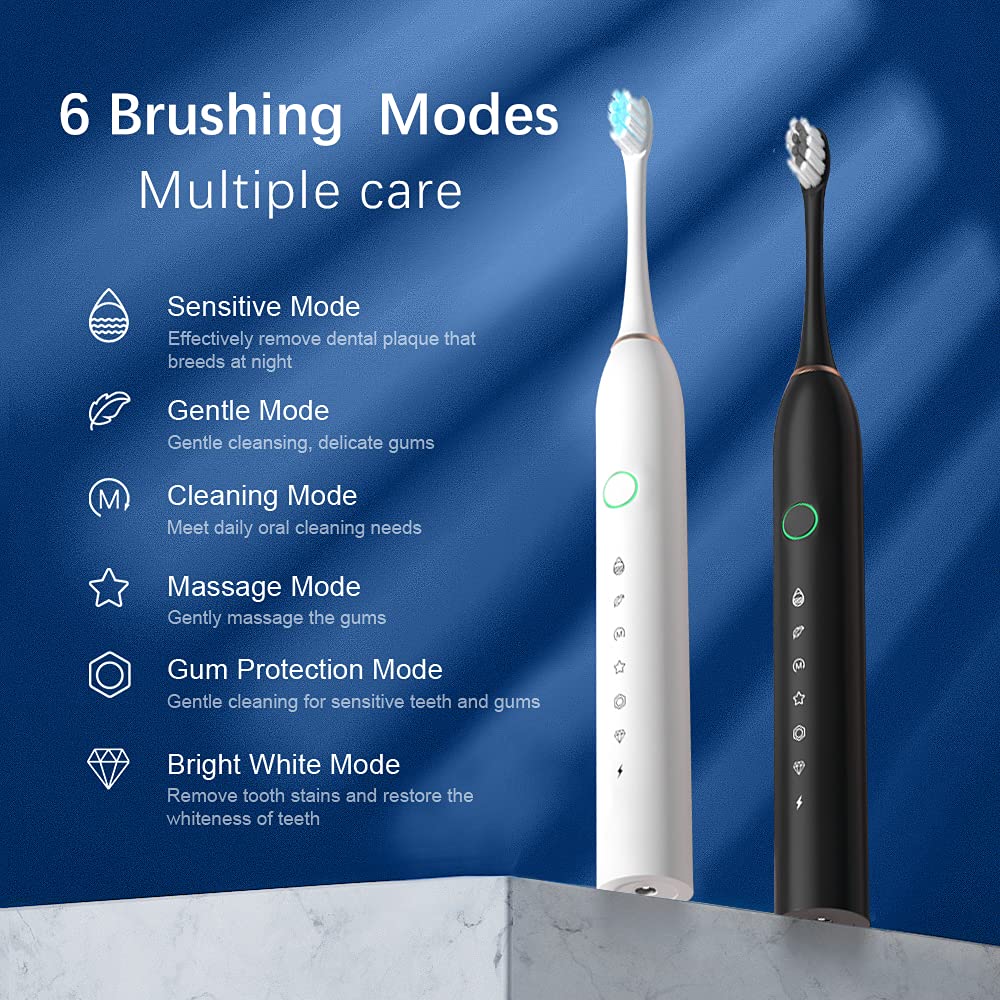 2 Pack Rechargeable Electric Toothbrushes with 8 Brush Heads L5254