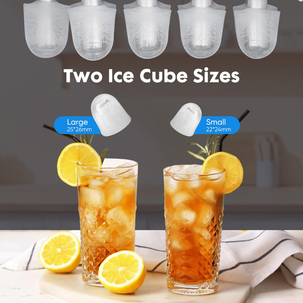 Countertop Ice Maker Machine with Handle, Self-Cleaning, 2 Sizes Bullet Ice, Black U445108