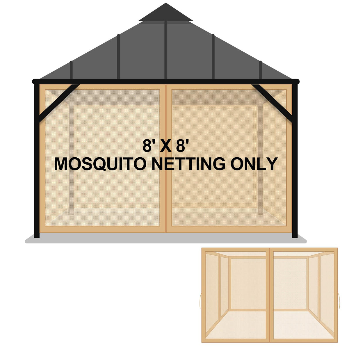 8x8 ft 4 Panel Gazebo Mosquito Netting V54534