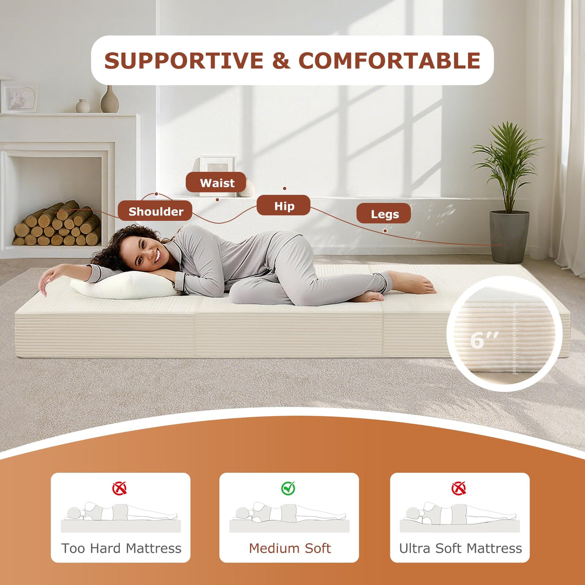 6-Inch Tri-Fold Foldable Mattress M56361