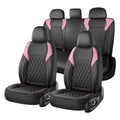 Black Pink Faux Leather Car Seat Covers Full Set M37495