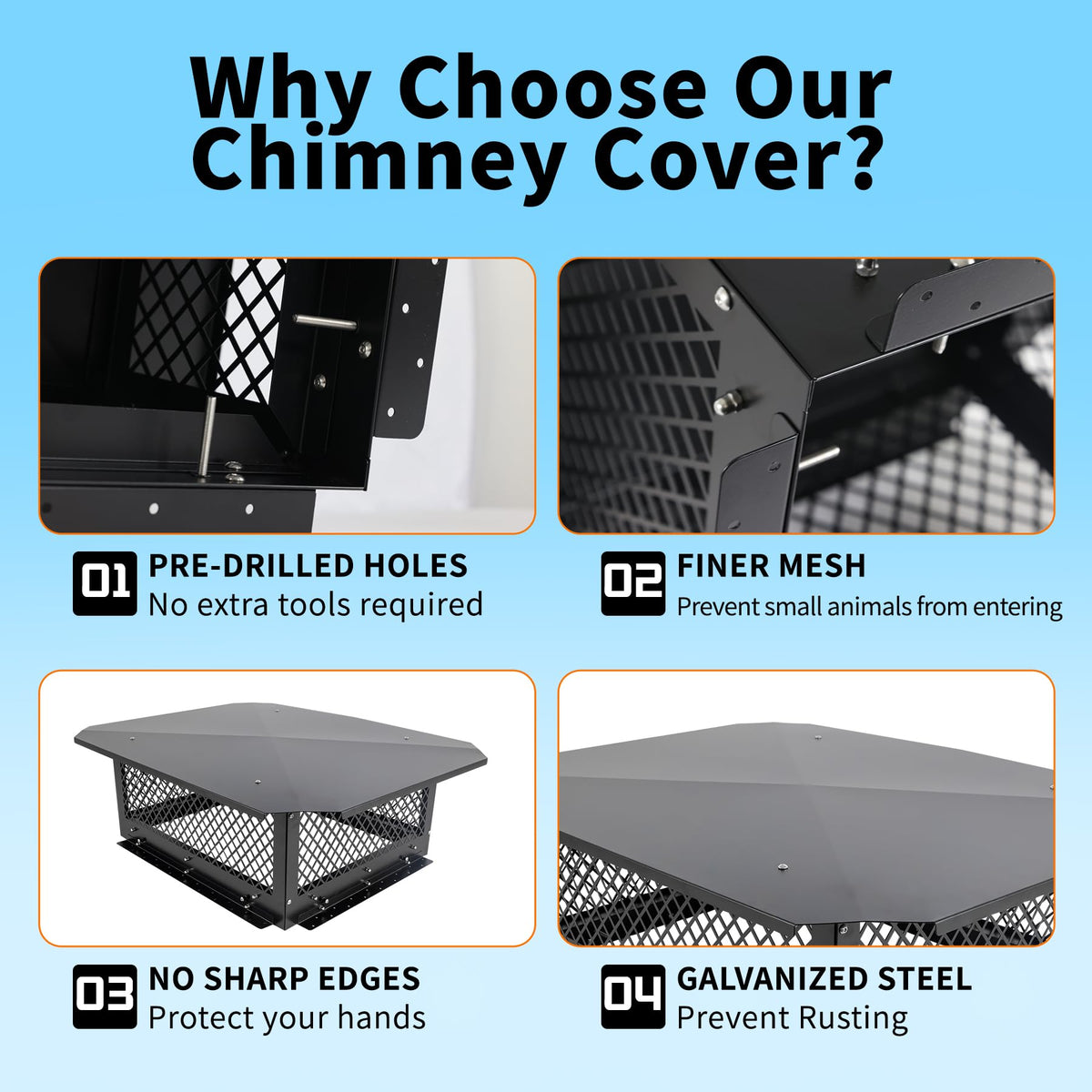 Black Galvanized Steel Chimney Cap M29160