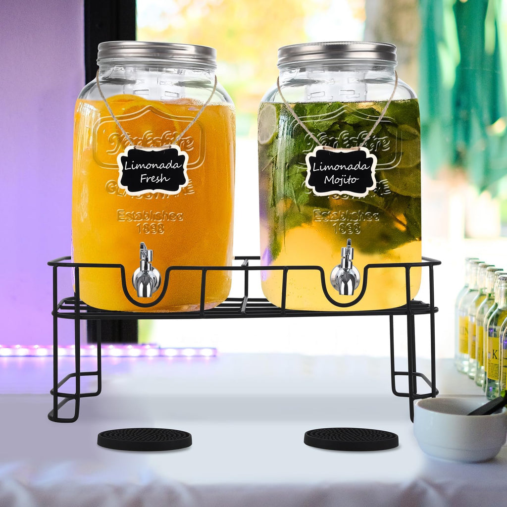 2 Pcs 2 Gallon Glass Beverage Dispenser with Stand X75758