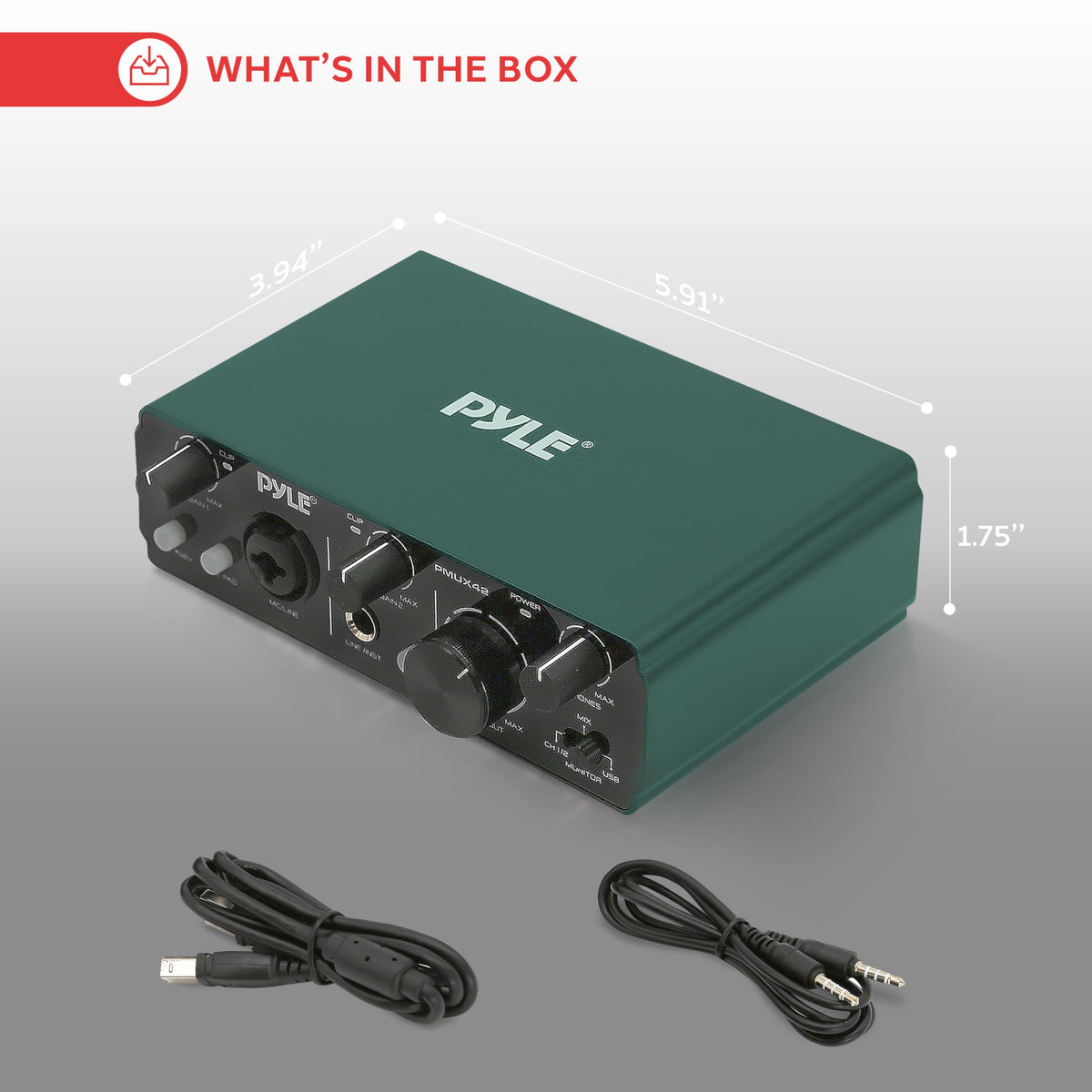 USB Audio Interface 2 Inputs 2 Outputs 48V Phantom Power Metal Z768373