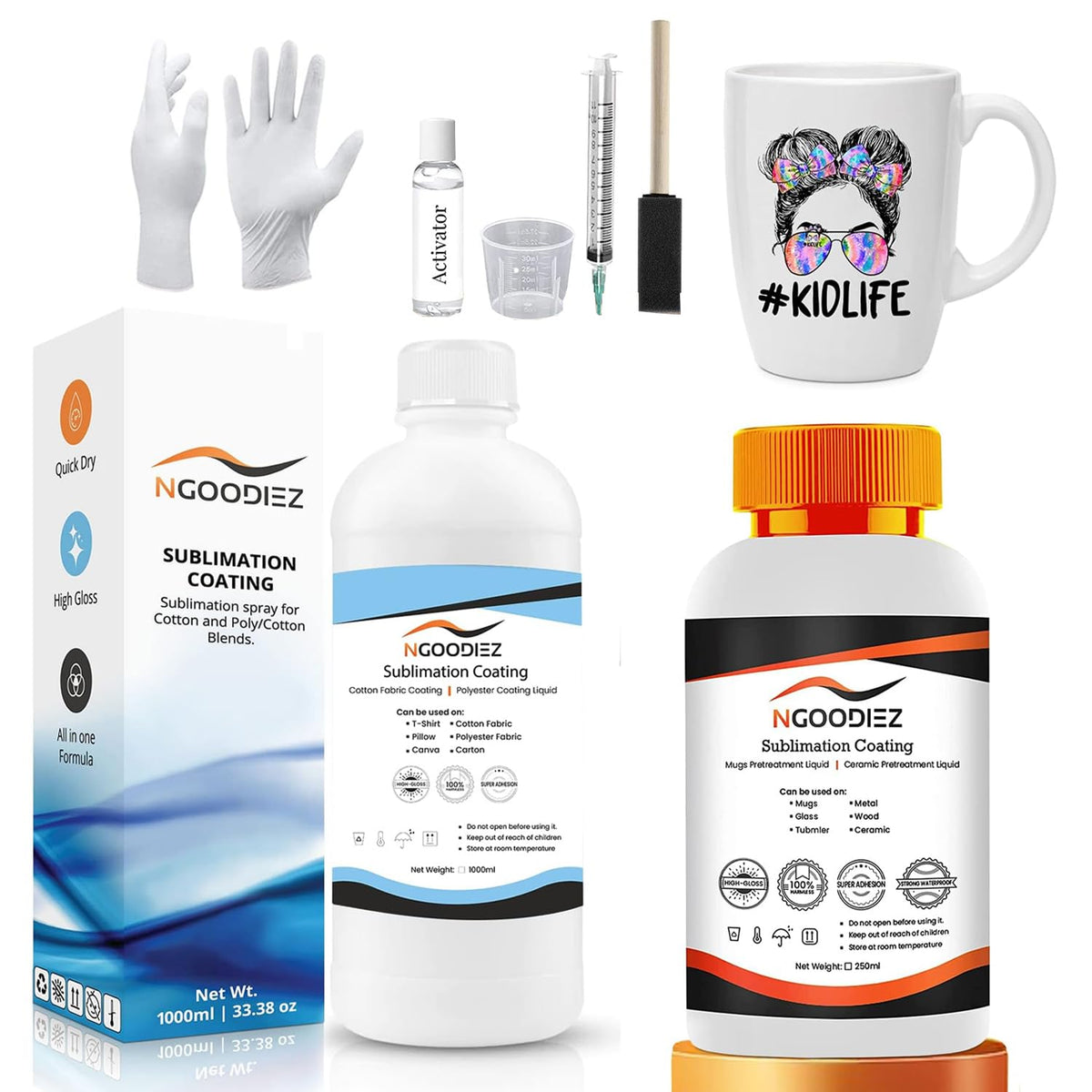 1000ml Quick Dry Washable Sublimation Spray + 250ml High Gloss Waterproof Coating Y2252