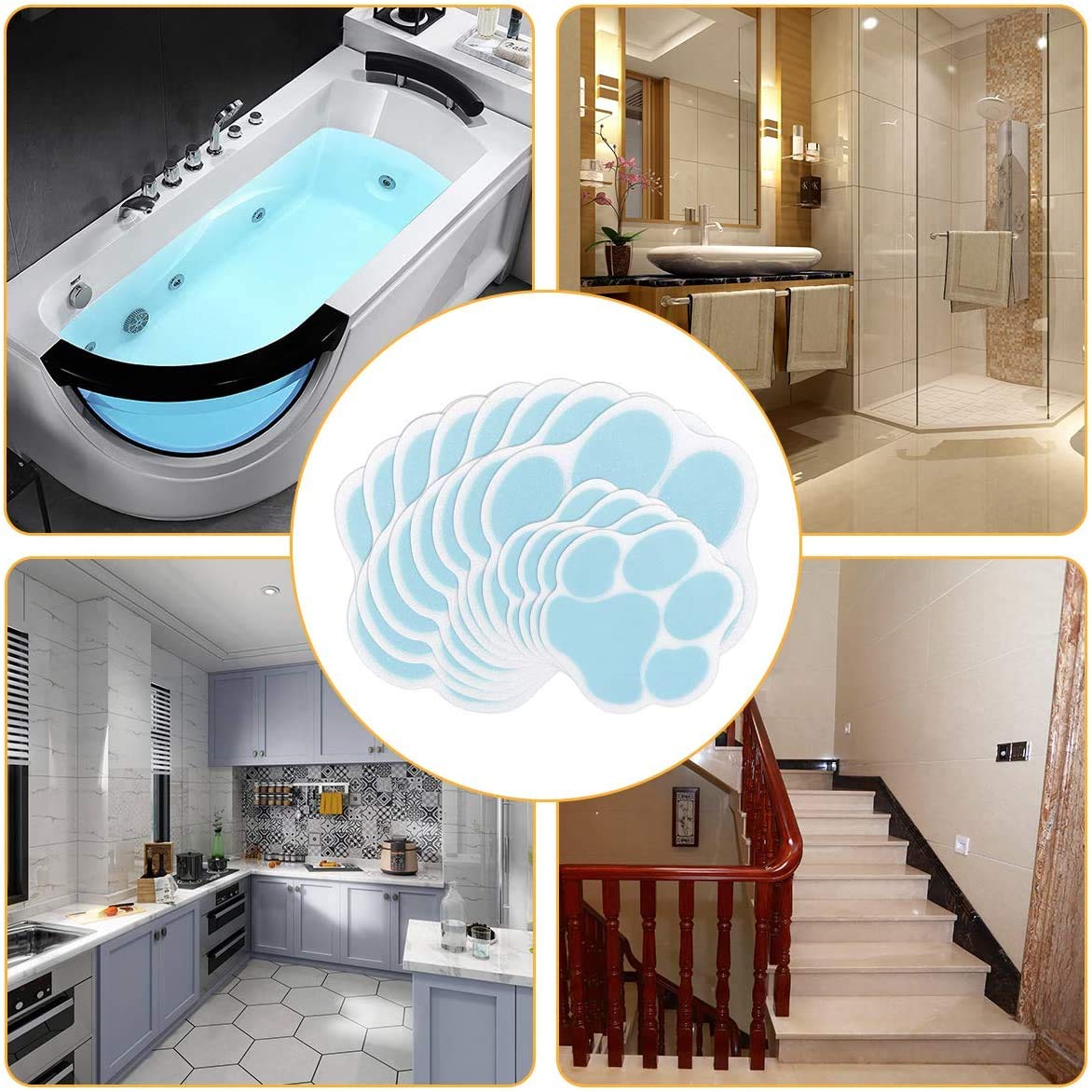 12 Pcs Non-Slip Bathtub Stickers Blue P49231