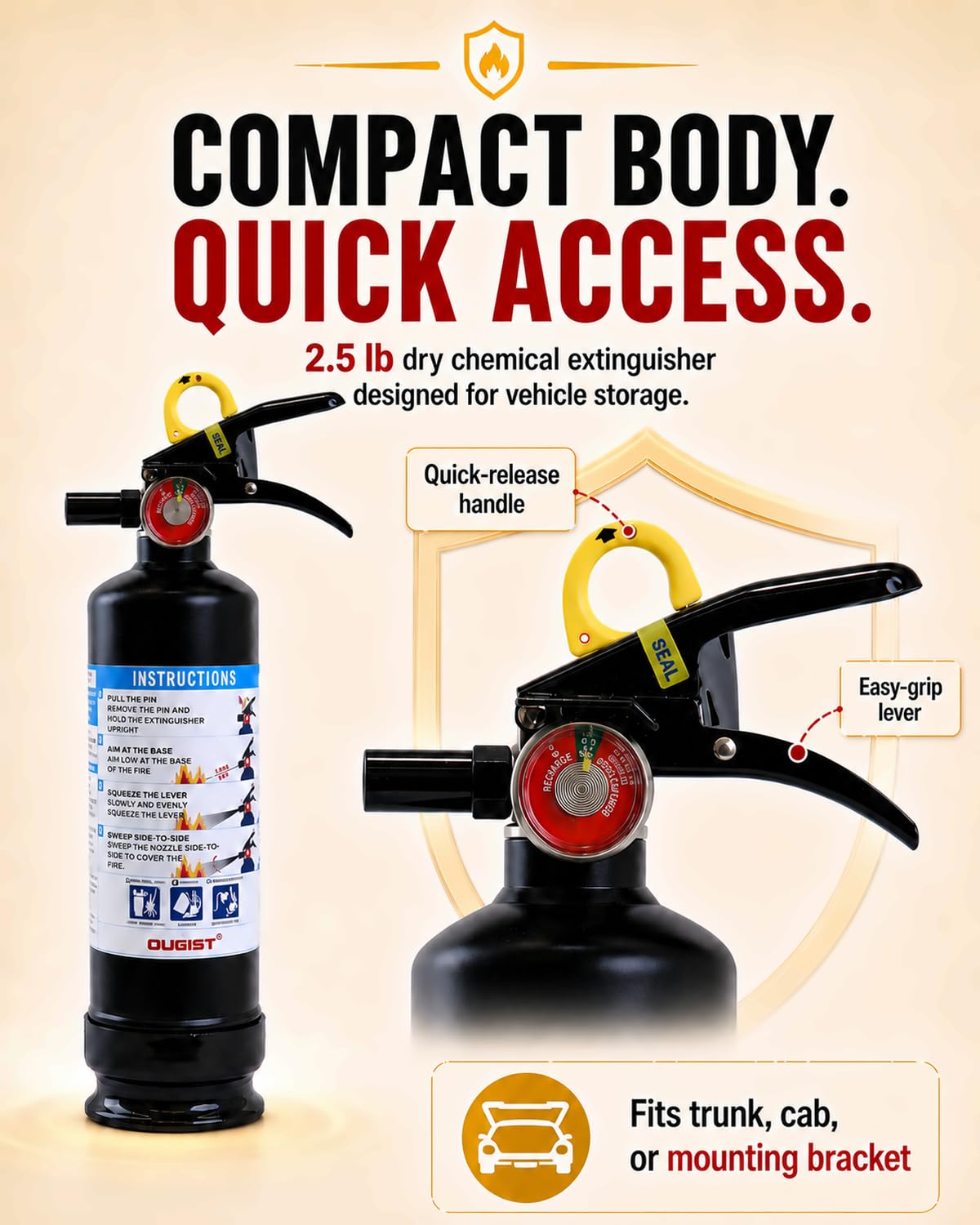 Car Fire Extinguisher 2.5lb Dry Chemical 1 Pack N3717