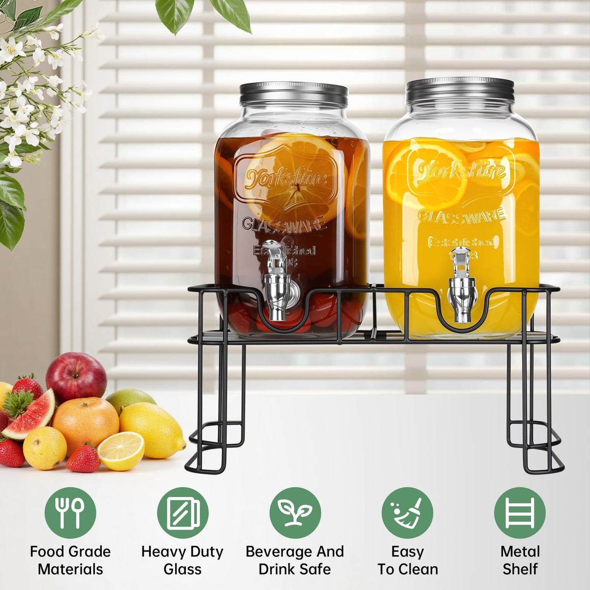 1 Gallon Glass Beverage Dispenser Jars M9559
