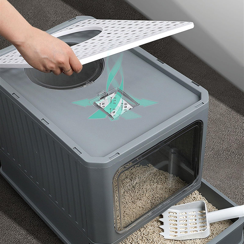 Foldable Enclosed Cat Litter Box with Lid K53387