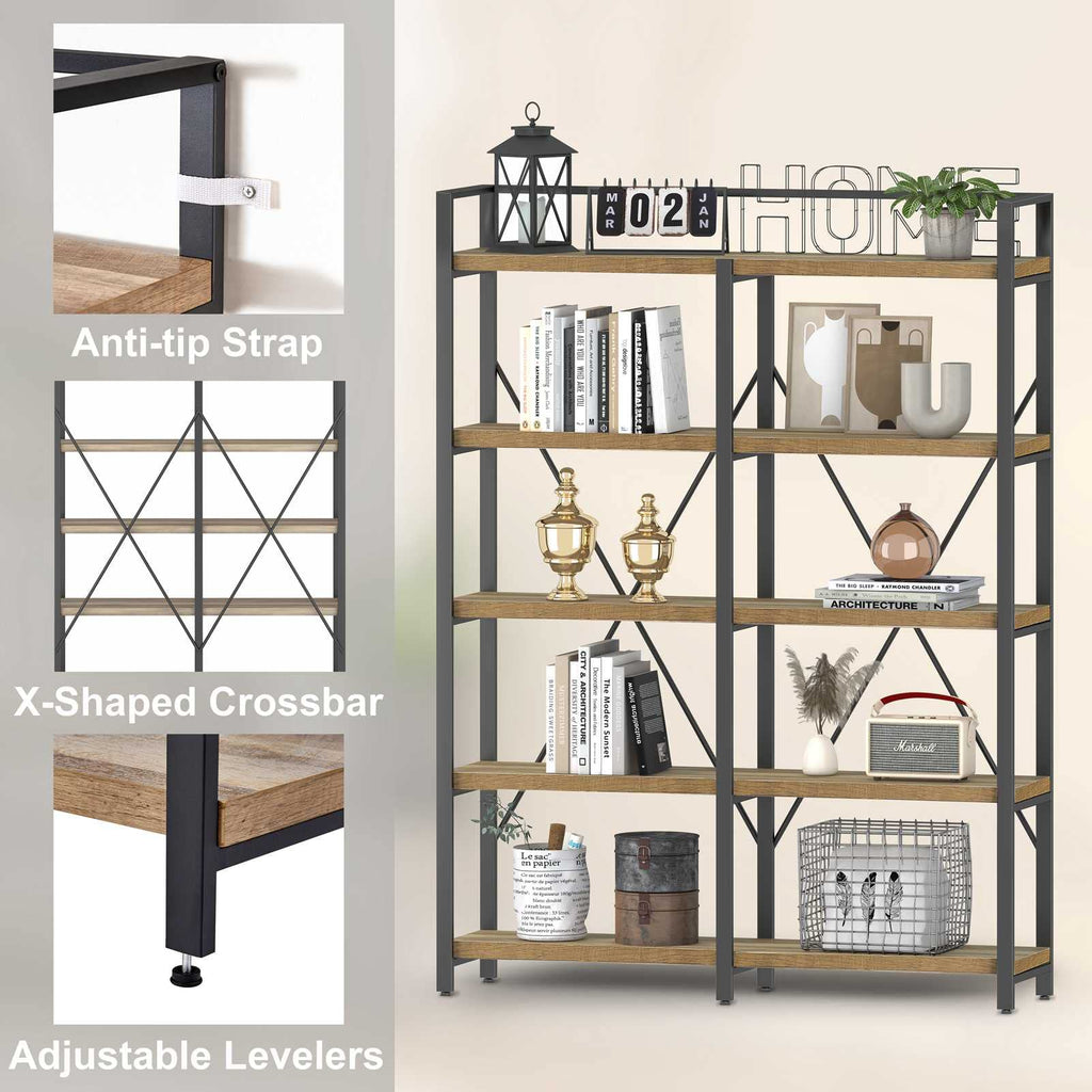 5 Tier Wood and Metal Bookshelf C52156